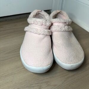OOFOS Pink Fuzzy Shearling Comfort Slip On Clog Shoes Women's Size 9 EU 40